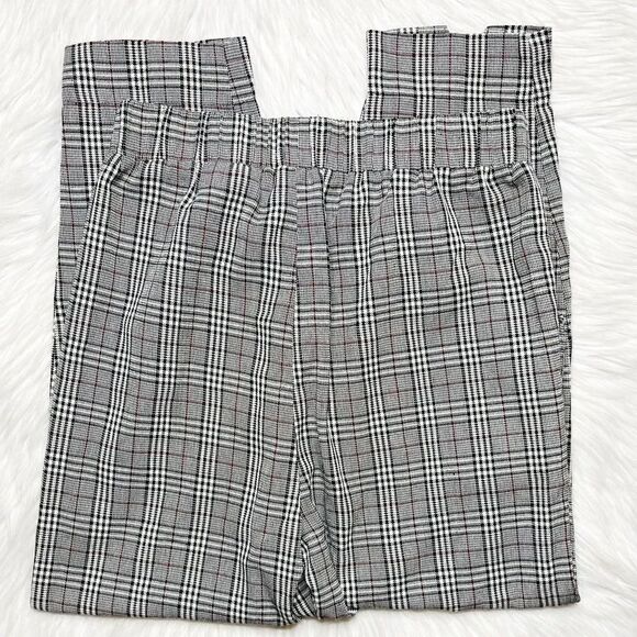Nic & Jo Plaid Straight Leg Pants Grey Black White Size Small - Picture 2 of 5